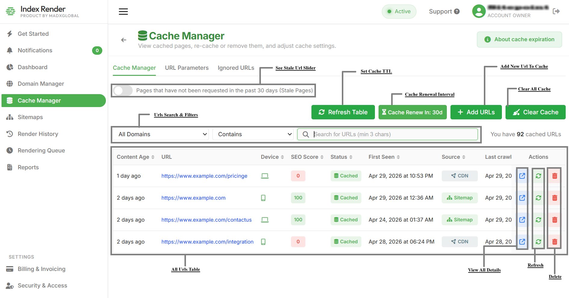 Cache Manager Display